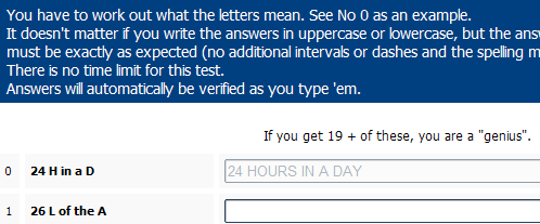 Intelligence Test Part 1